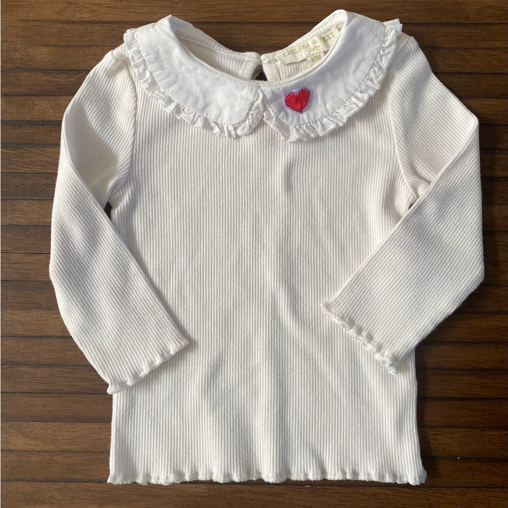 Upcycled ❤️ Shirt Size: 12M Chelsea and Violet ruffled collar